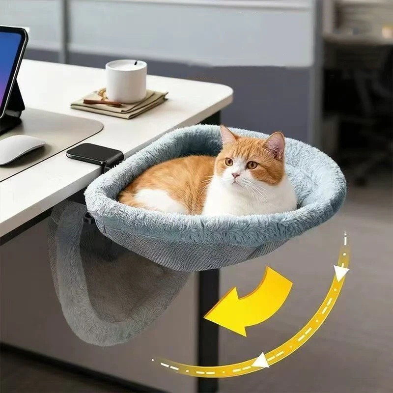 Under Desk Hammock - 원클릭 접이식 반원형 고양이 책상 해먹,