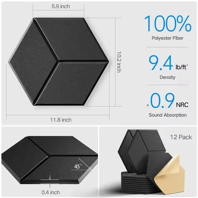 12 Pcs 자체 접착식 육각형 방음 폼 패널 홈 스튜 - Office Furniture At Home 리뷰 및 가격